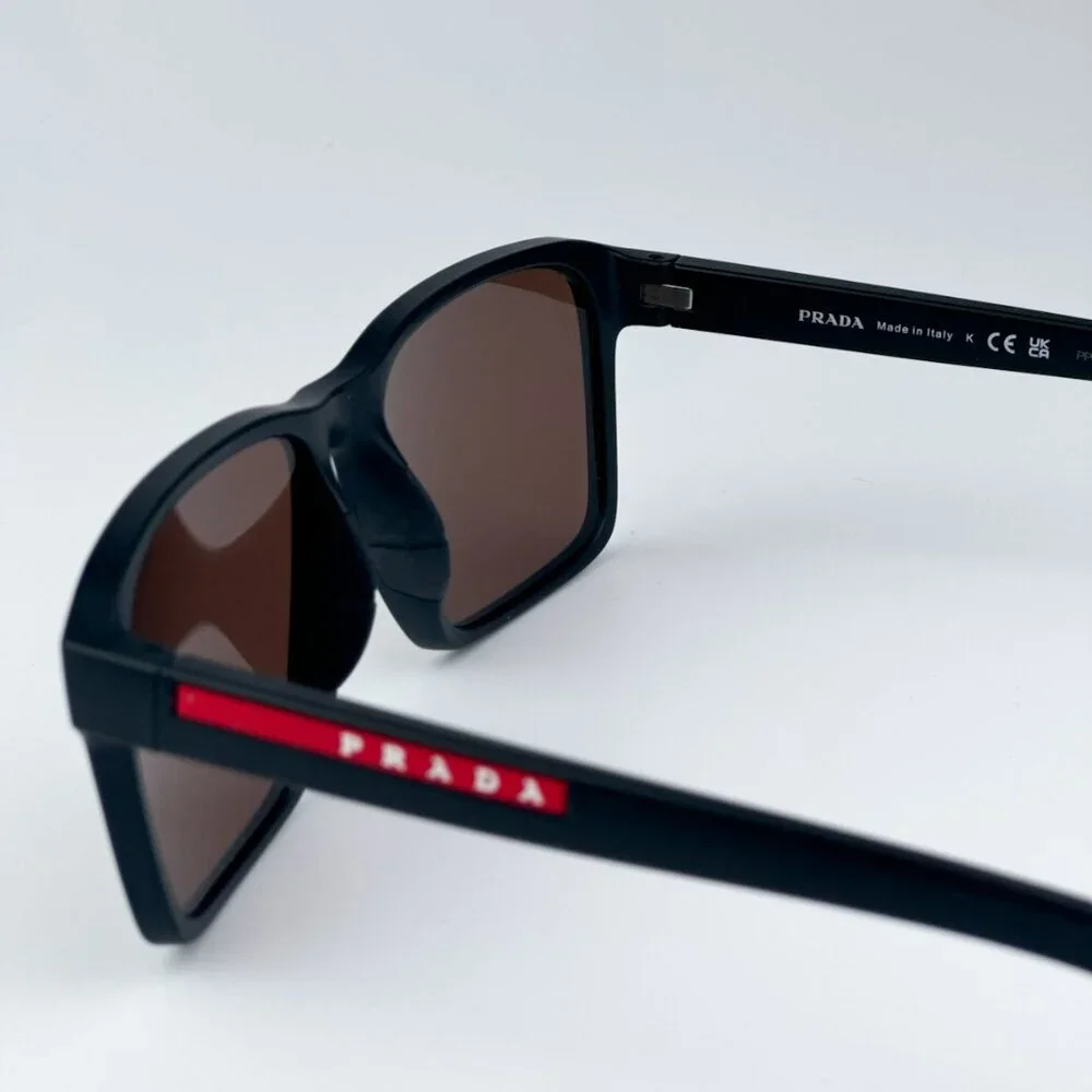 Prada Linea Rossa PS05YS DG050A BRAND NEW Sunglasses Black Rubber Brown Unisex